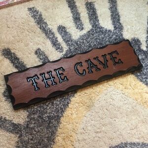 Brown Wooden 'The Cave' Wall Sign Man Cave She Shed Clubhouse